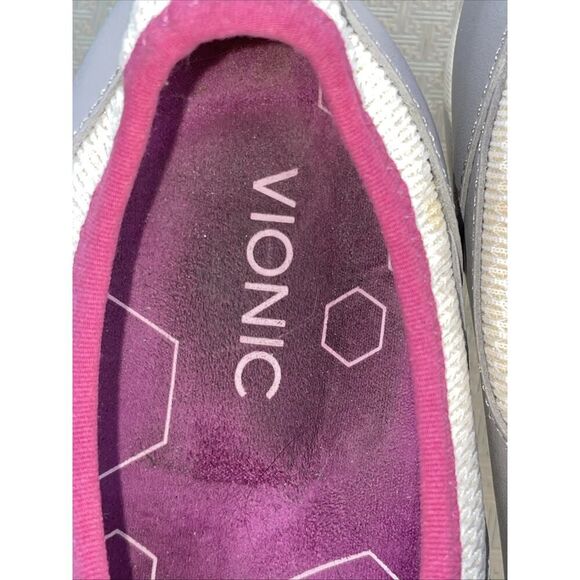 Vionic Ailie White Gray & Raspberry Mary Jane Orthaheel Walking Shoes Size 9 - Picture 8 of 10
